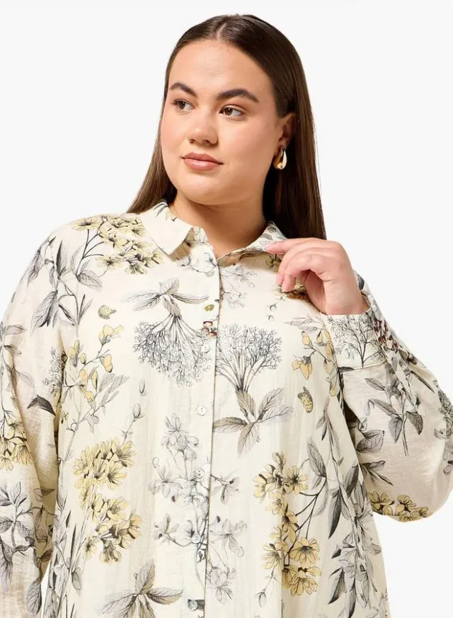 Ulla Popken Plus Size Floral Print Button-Down Shirt Dress – image 5