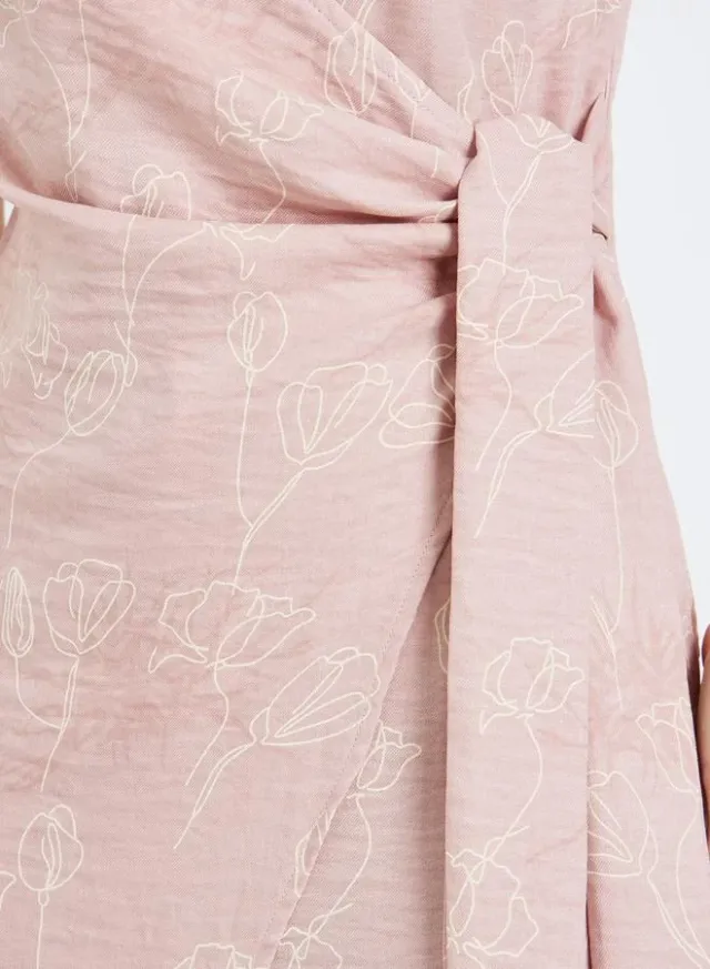 Floral Wrap Tie Midi Dress Pink – image 4