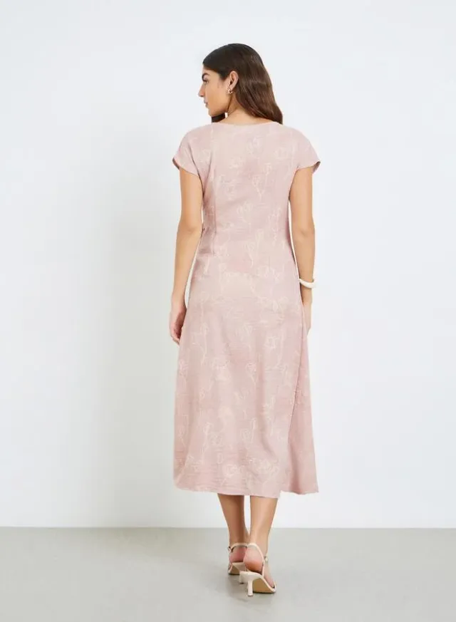 Floral Wrap Tie Midi Dress Pink – image 5