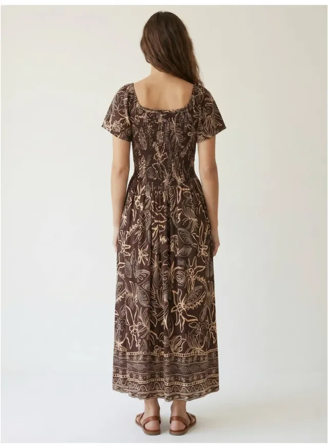 Printed Midi Dress Square Neck – image 5