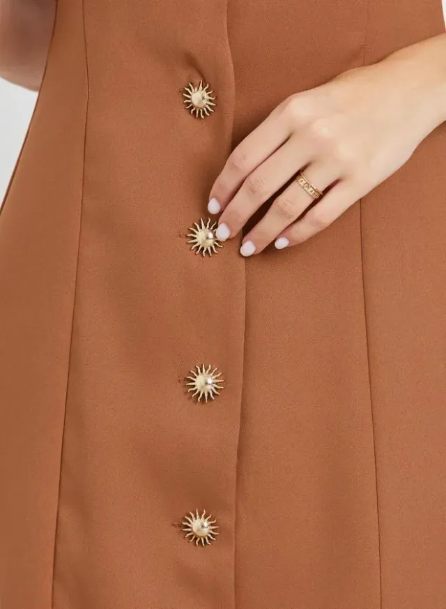Sleeveless Maxi Dress with Button Detail Brown – image 4