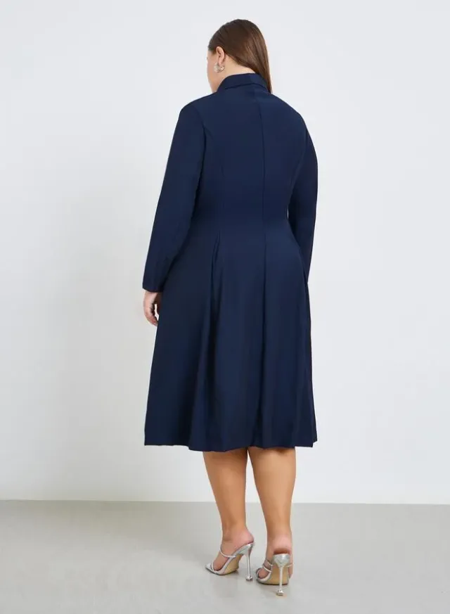 Plus Size Pleated Blazer Midi Dress – image 5