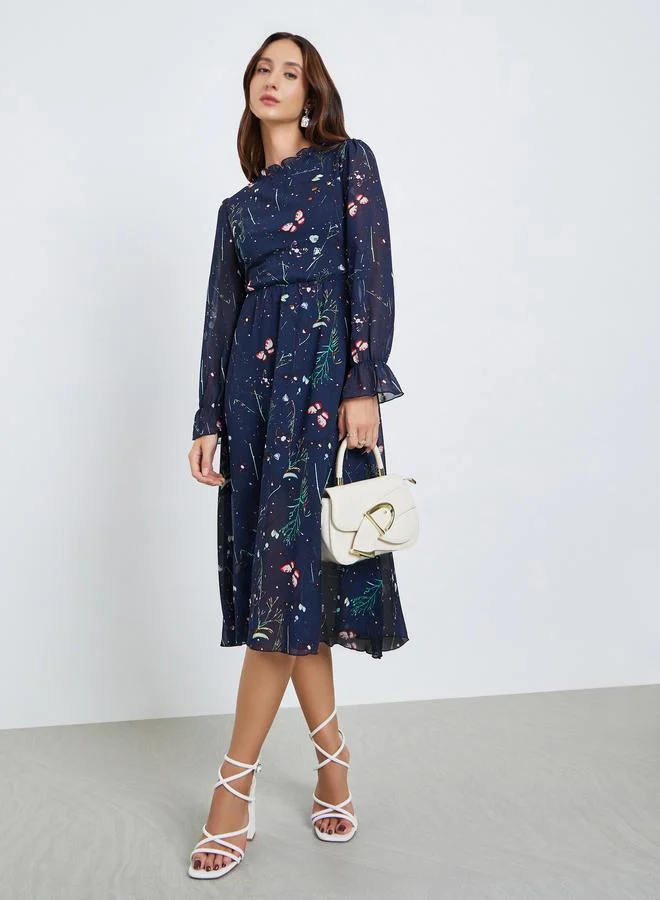 Women Floral Printed Midi Dress