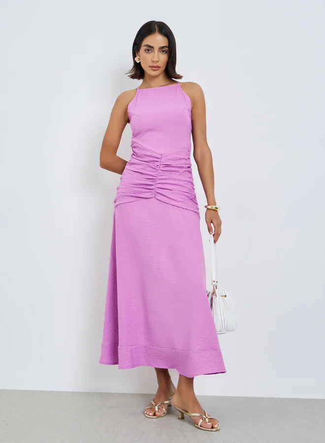 Sleeveless Maxi Sheath Dress Brown