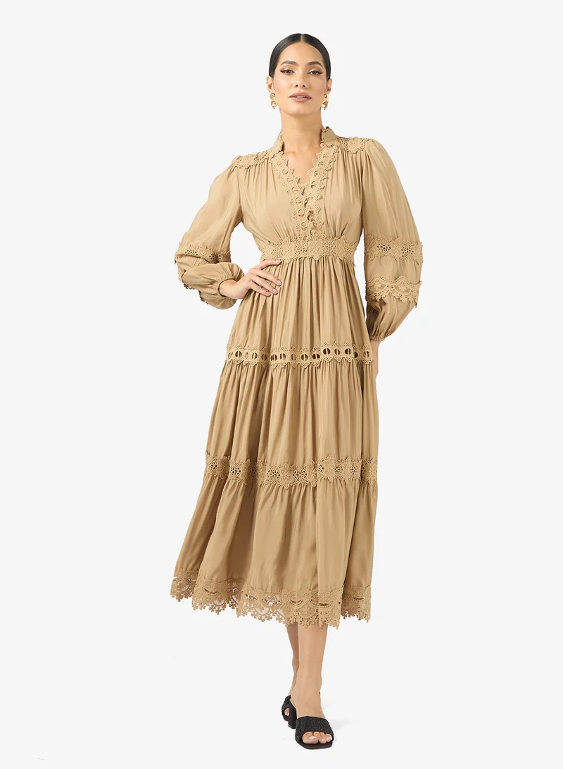 Tiered Lace Insert Dress
