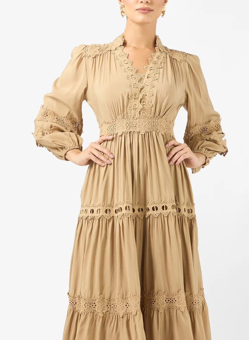 Tiered Lace Insert Dress