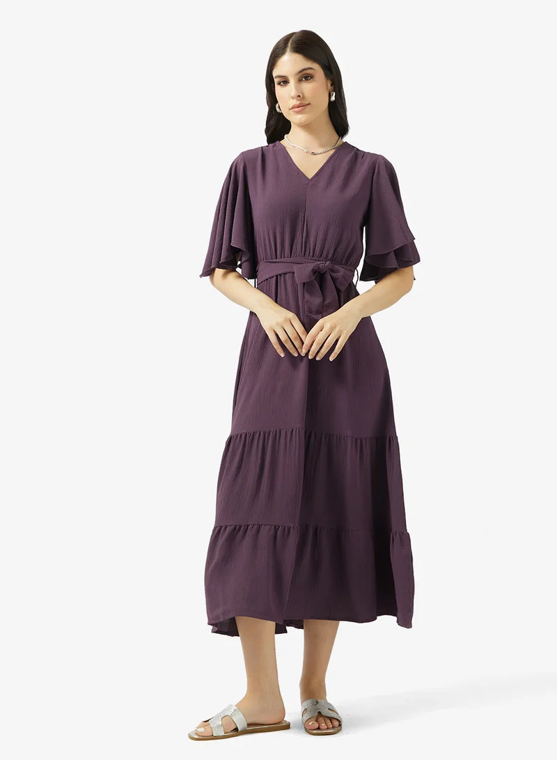 Women's Ruffle Sleeve Long Dress