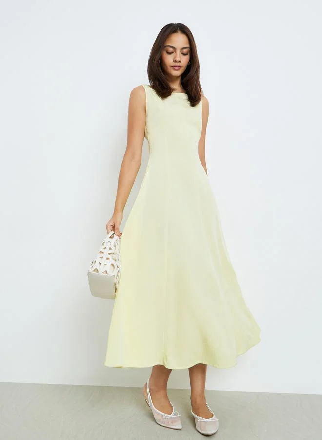Sleeveless A-Line Maxi Dress, Navy Blue