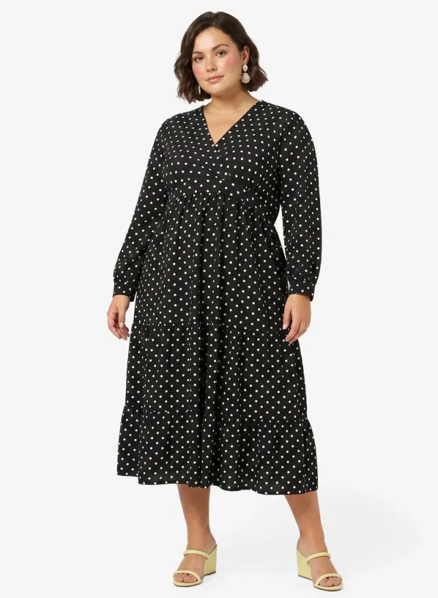 Polka Dot Wrap A-Line Dress