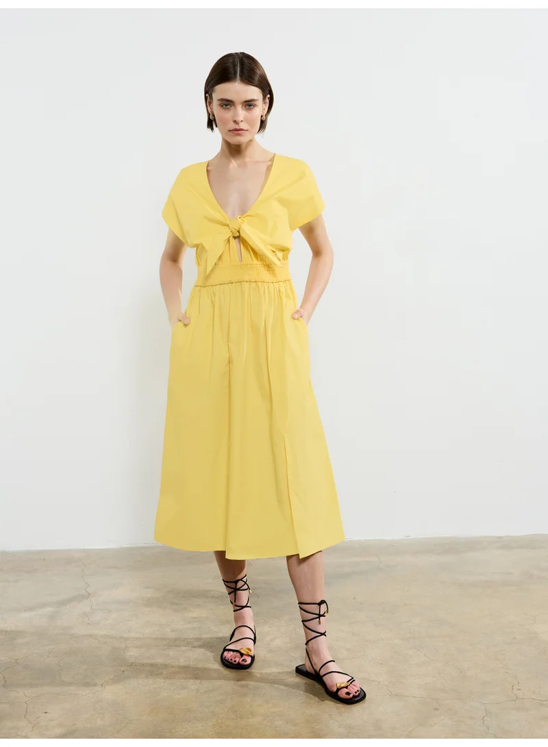 Poplin Tie Midi Dress