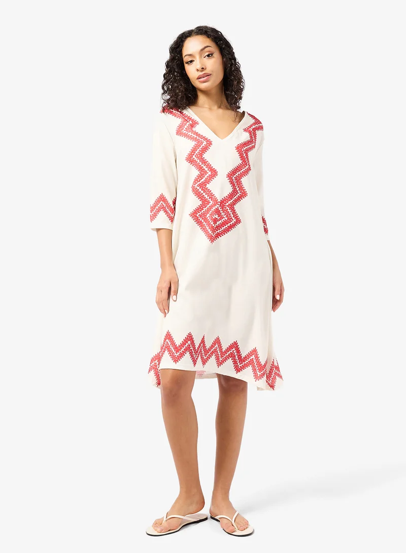V-Neck Chevron Kaftan Dress