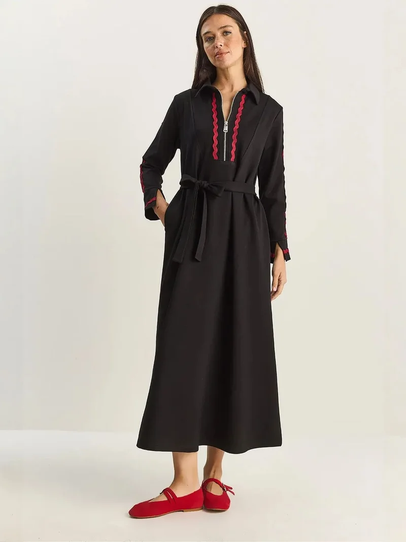LUCCI Buttoned A-Line Midi Dress