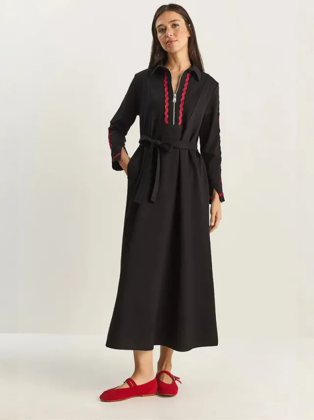 LUCCI Buttoned A-Line Midi Dress