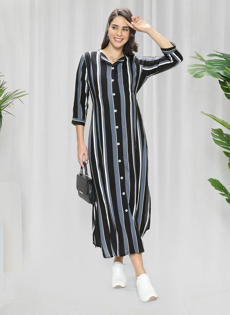 Striped Button-Down Dress