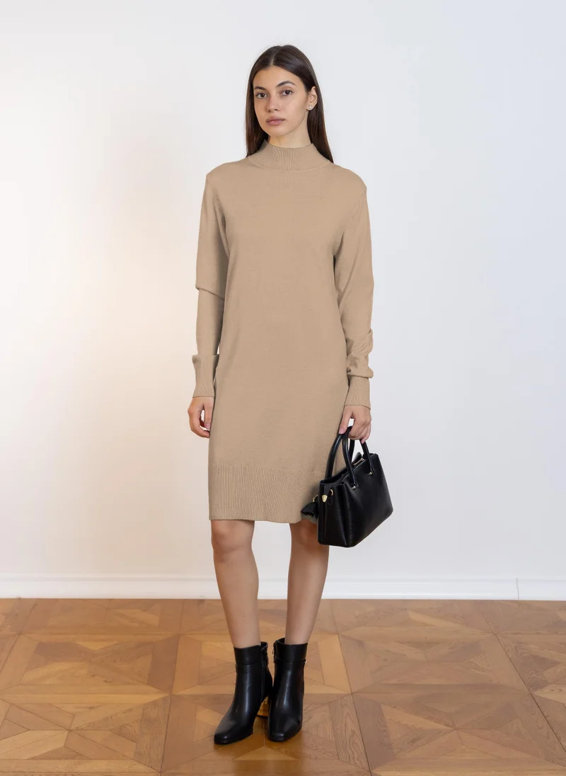 High-Neck Knit Dress