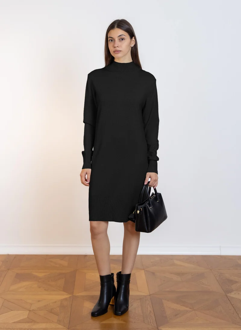 High-Neck Knit Dress