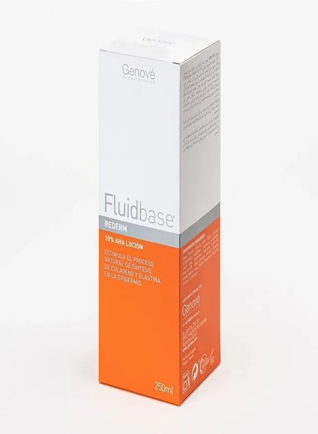 لوشن Genové Fluidbase Rederm 10% AHA (250 مل) – علاج مكثف لتقشير الجسم للبشرة الجافة والخشنة والمتصلبة – يحتوي على حمض الجليكوليك لتنعيم الركبتين والمرفقين – صورة 4