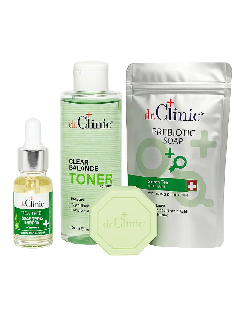 Dr. Clinic Acne Armor Tea Tree Prebiotic Skincare Kit Green