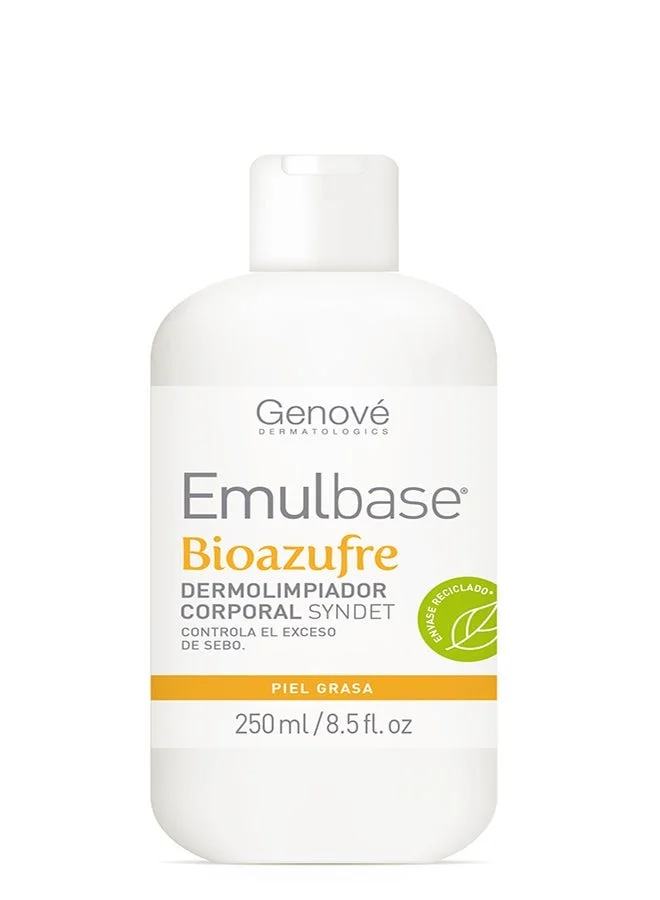 منظف الجسم Genové Emulbase Bioazufre سعة 250 مل - صابون صناعي للتحكم في إفراز الدهون مخصص للبشرة الدهنية والمعرضة لحب الشباب والعيوب