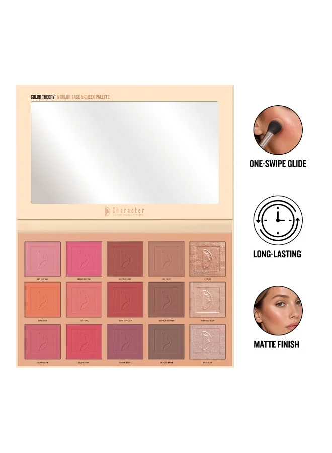 Character 15-Color Face & Cheek Palette Blush Contour Highlighter