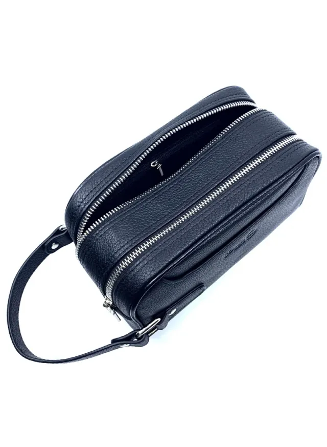 Unisex Leather Travel Toiletry Bag with Zip Closure – image 4