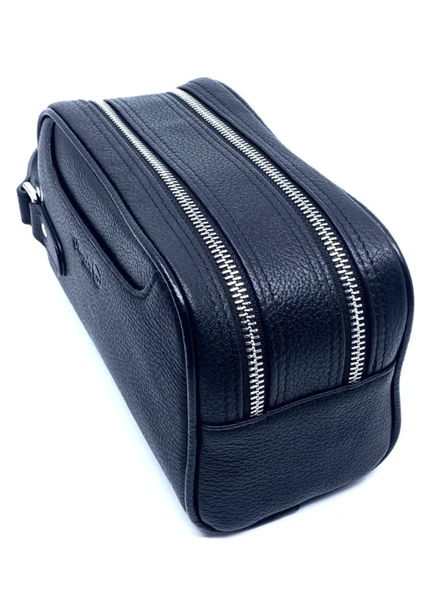 Unisex Leather Travel Toiletry Bag with Zip Closure – image 5