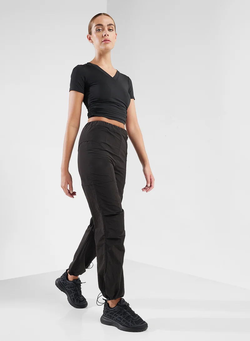 Elastic Waist Wide Leg Parachute Pants