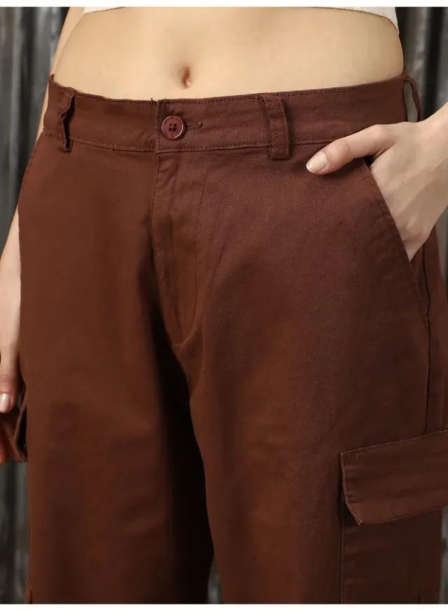 Women's Dad Fit Cargo Trousers Brown – image 5