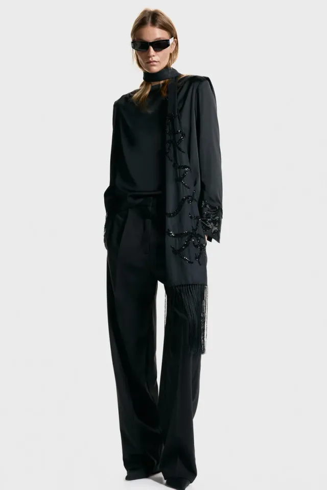 Beaded Cowl-Back Blouse – image 4