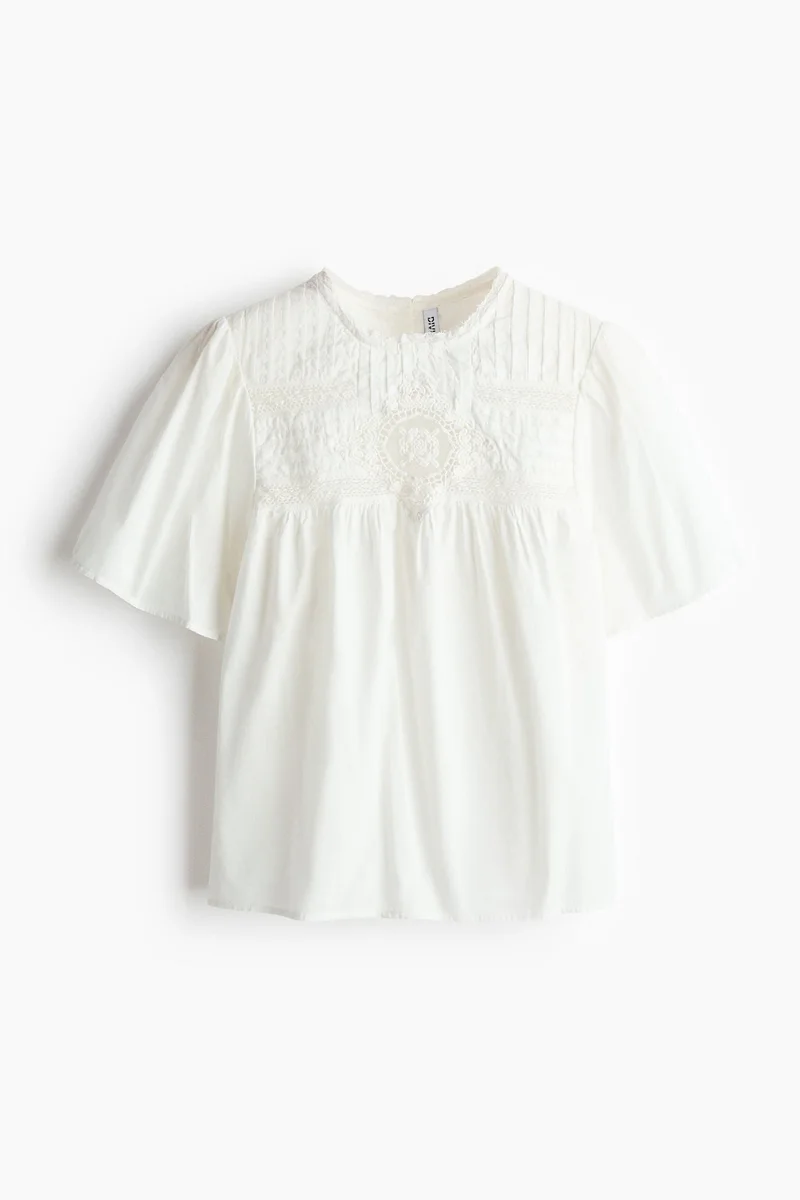 Broderie-Anglaise Cotton Blouse