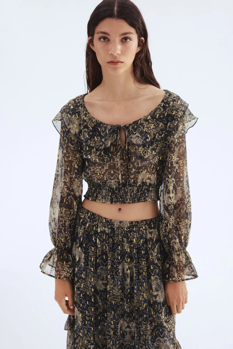 Smocked Chiffon Blouse