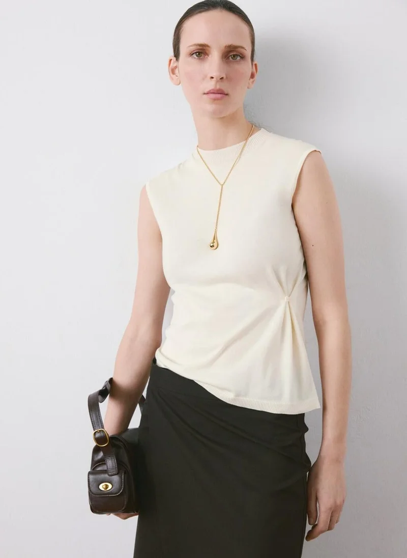 Side Gathered Knitted Top