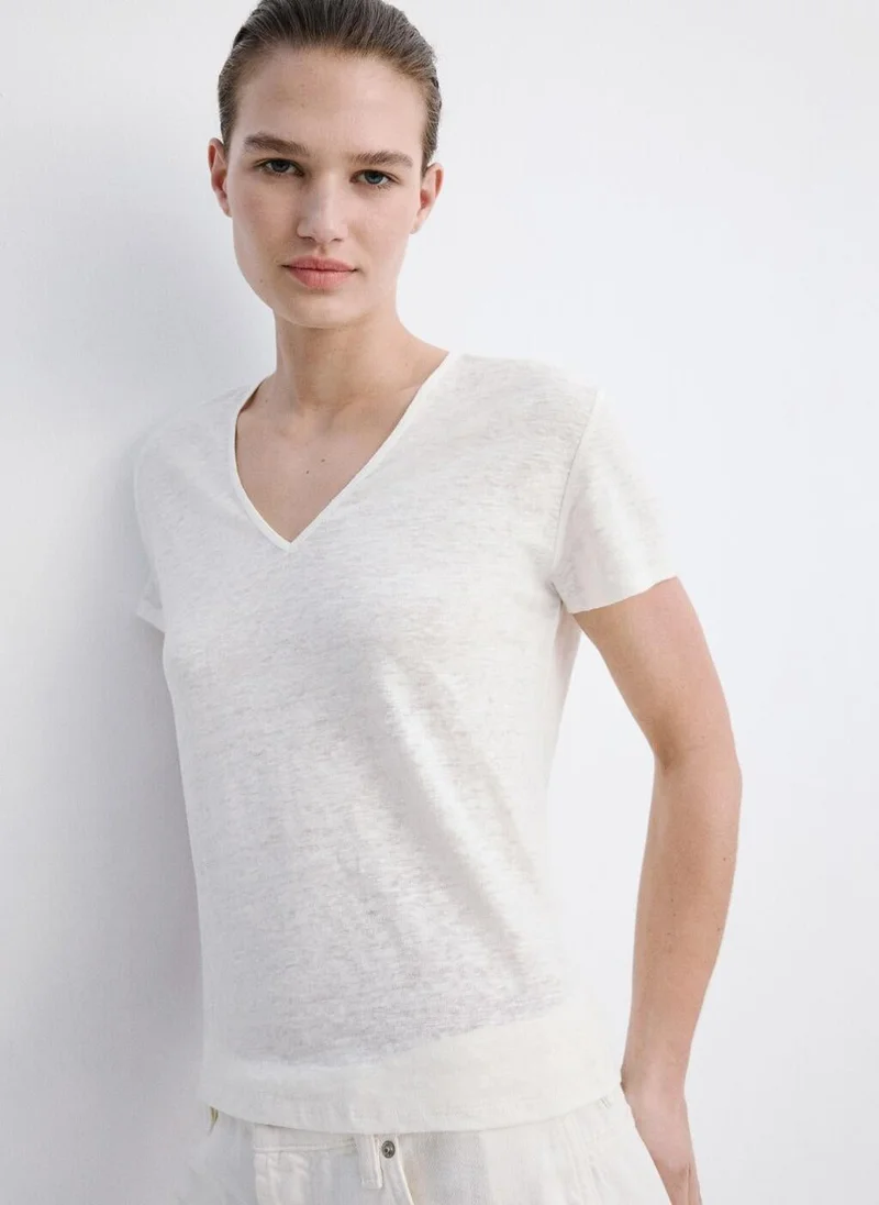 V-neck Linen T-Shirt