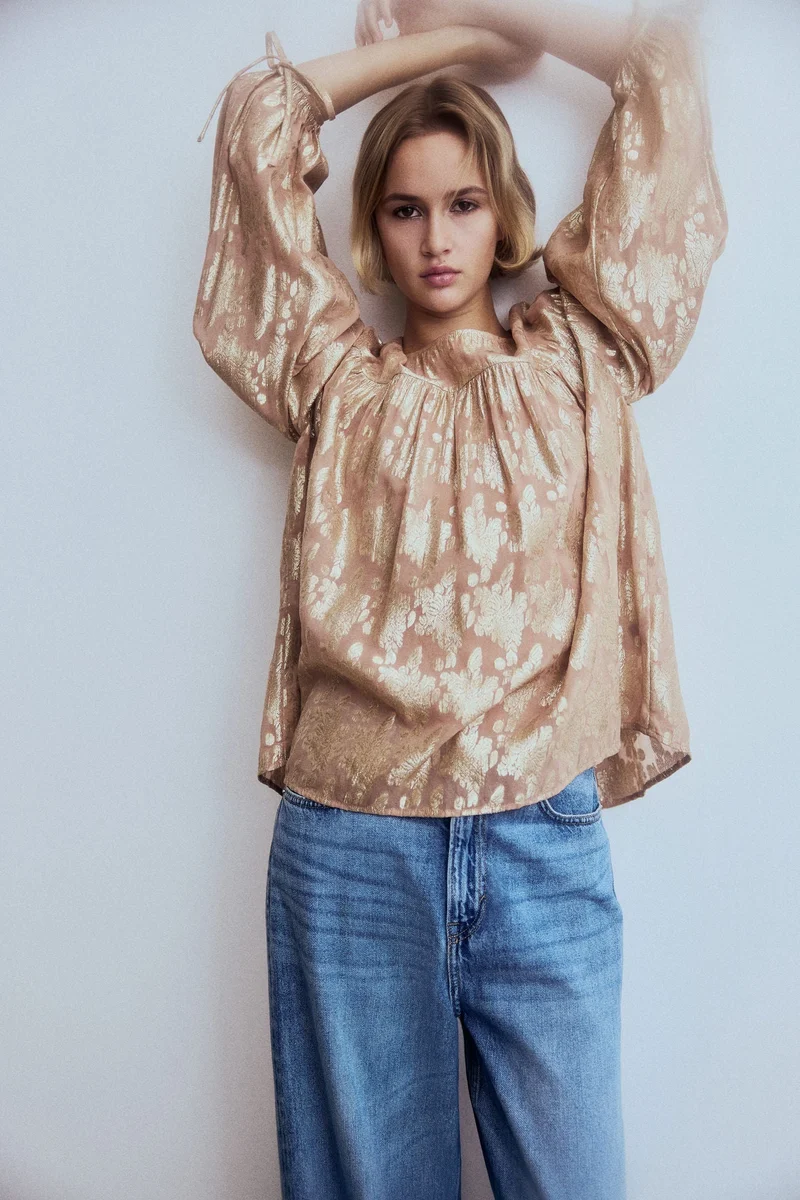 Oversized Jacquard Blouse