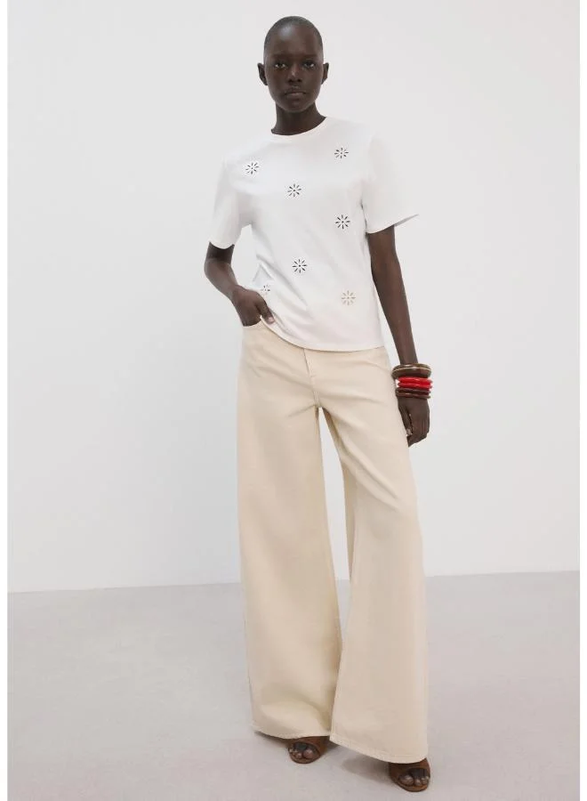 Embroidered Cutwork Cotton T-shirt