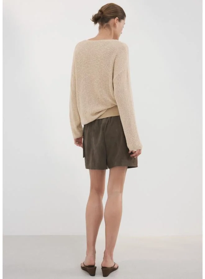 V-neck Openwork Knit Sweater
