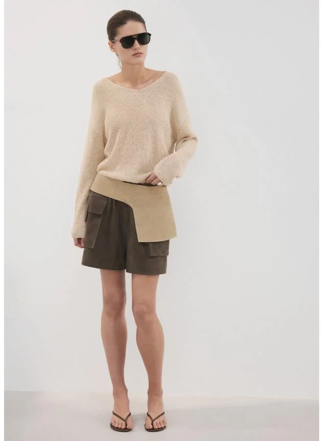 V-neck Openwork Knit Sweater
