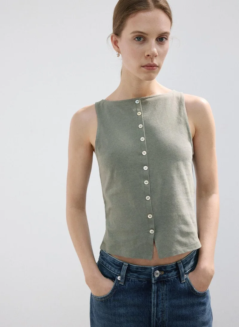 Cotton Button Gilet