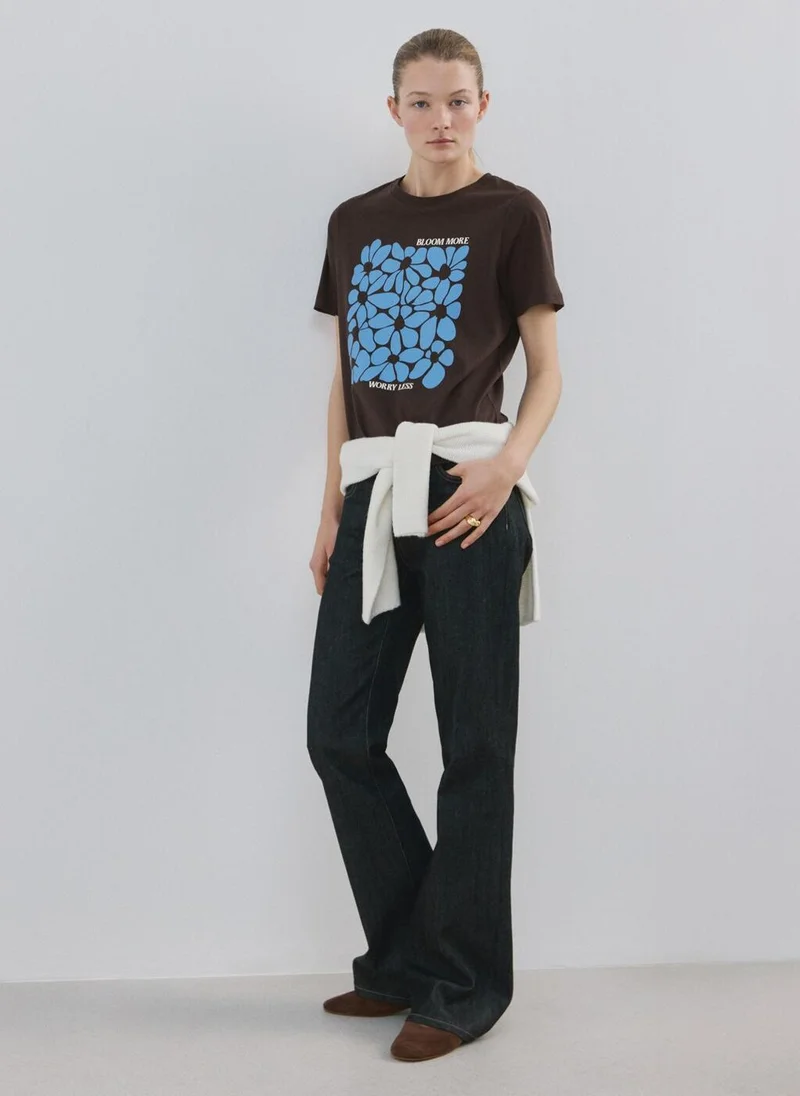 Printed cotton-blend t-shirt