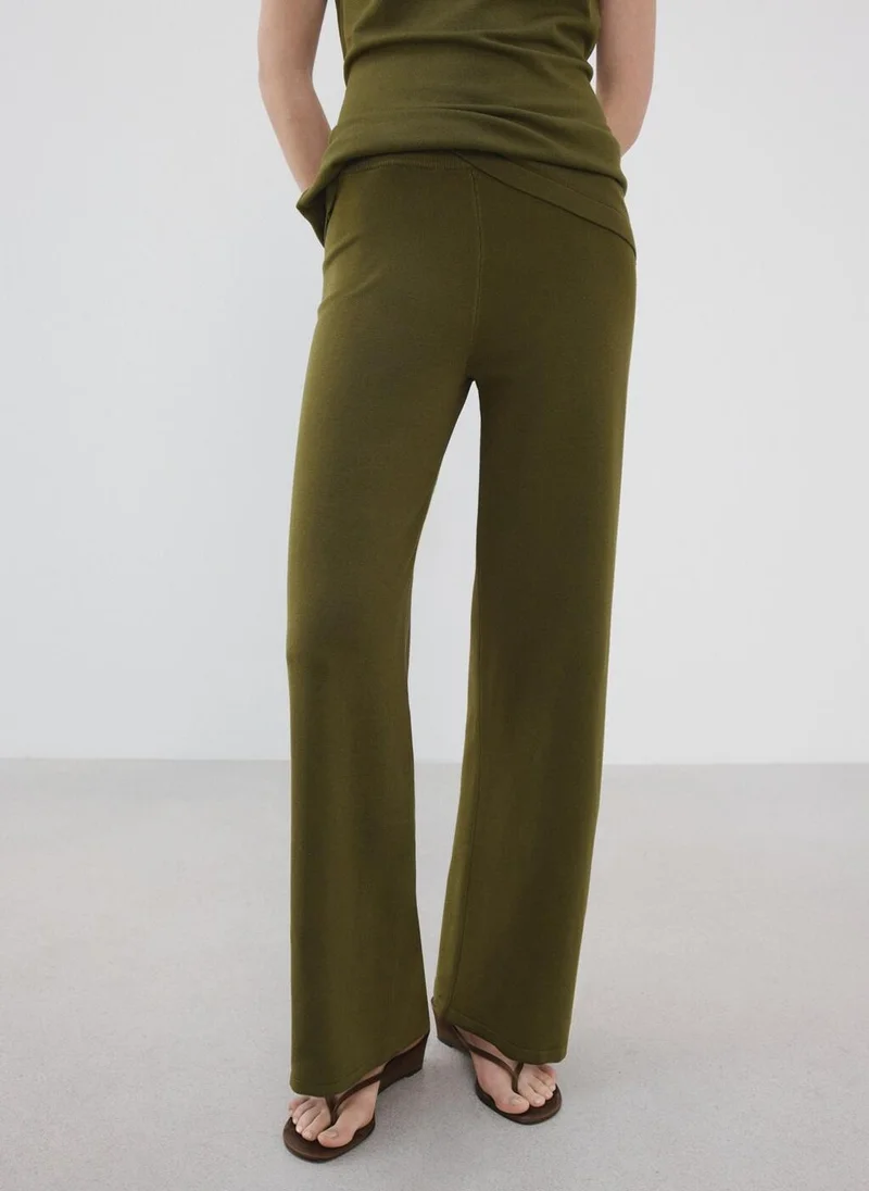 Fine-Knit Straight Trousers