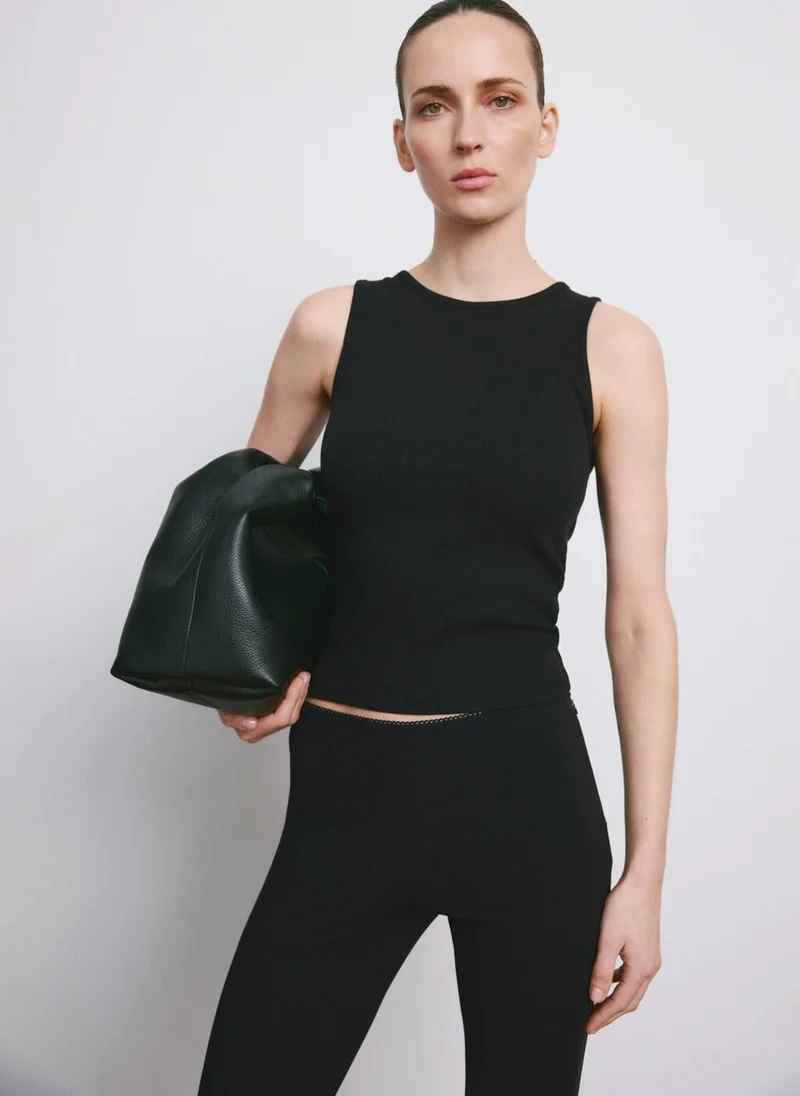Ribbed Cotton Blend Top