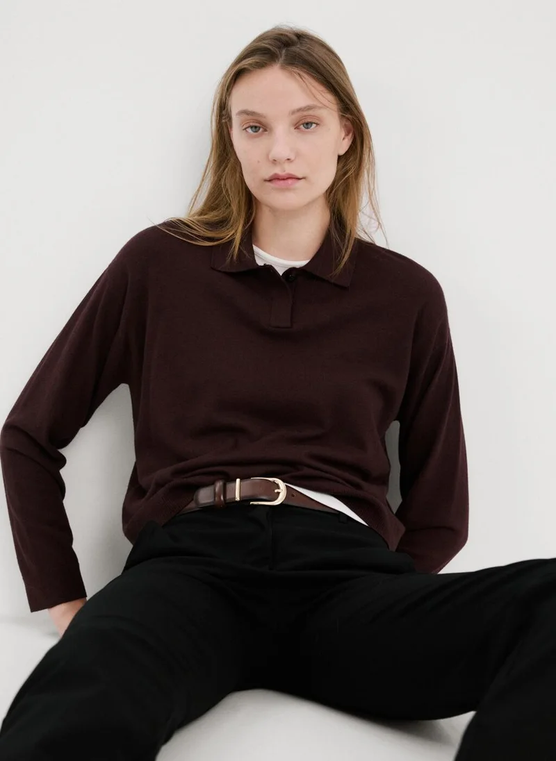 Knitted Polo Neck Sweater
