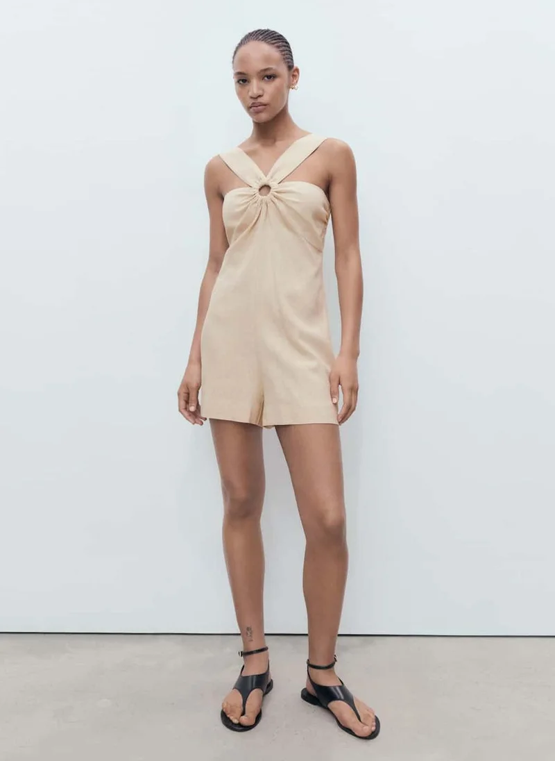 Hoop Detail Linen Jumpsuit