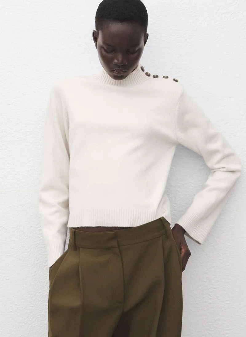 Button Perkins-neck Sweater