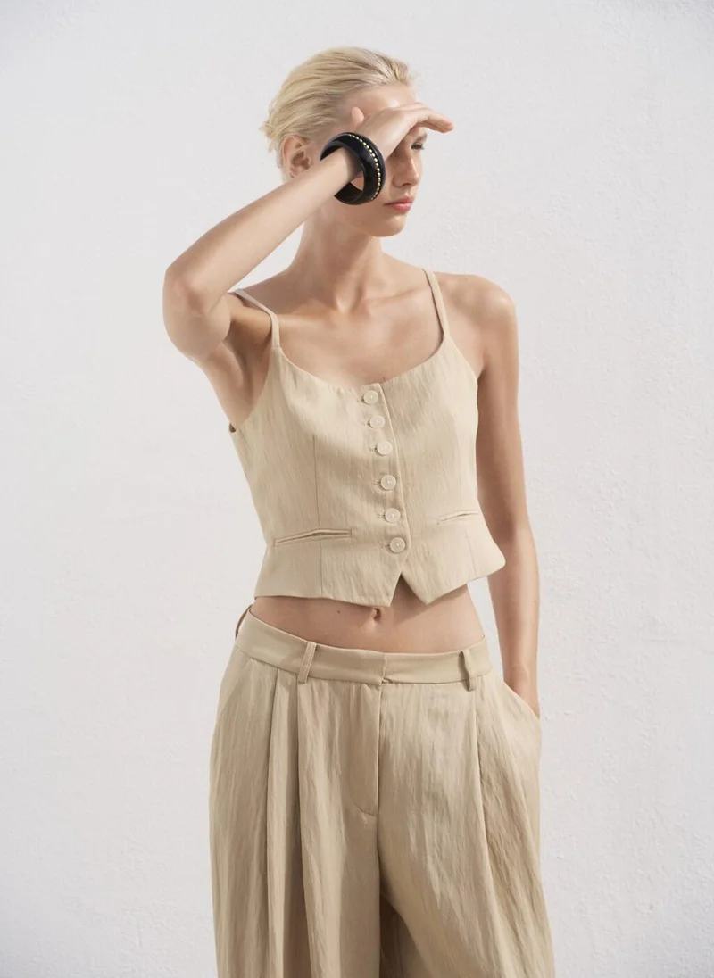 Straight Mid-Rise Suit Trousers