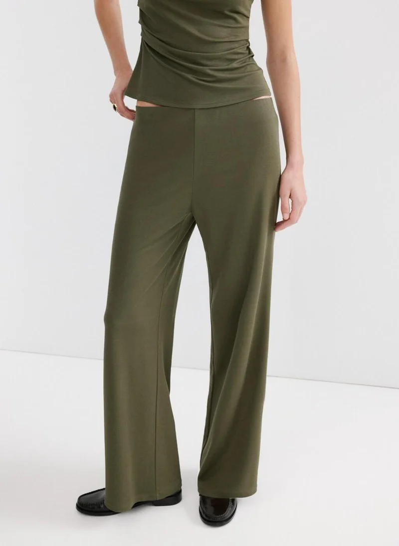 Straight Fit Elastic Waist Trousers