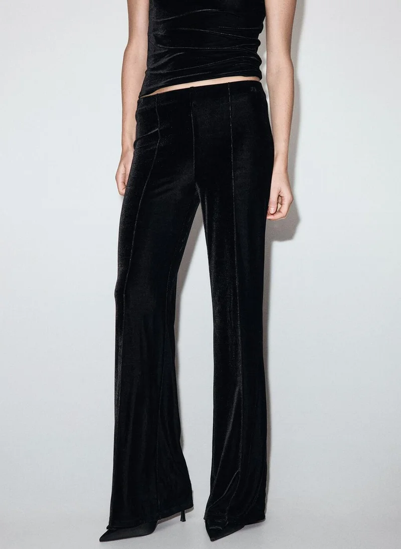 Velvet Trousers with Seam Detail