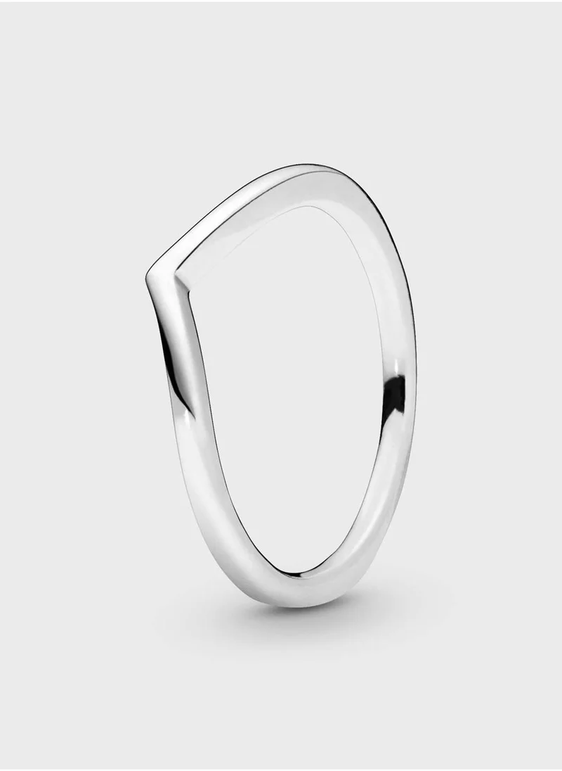 Polished Wishbone Ring Silver