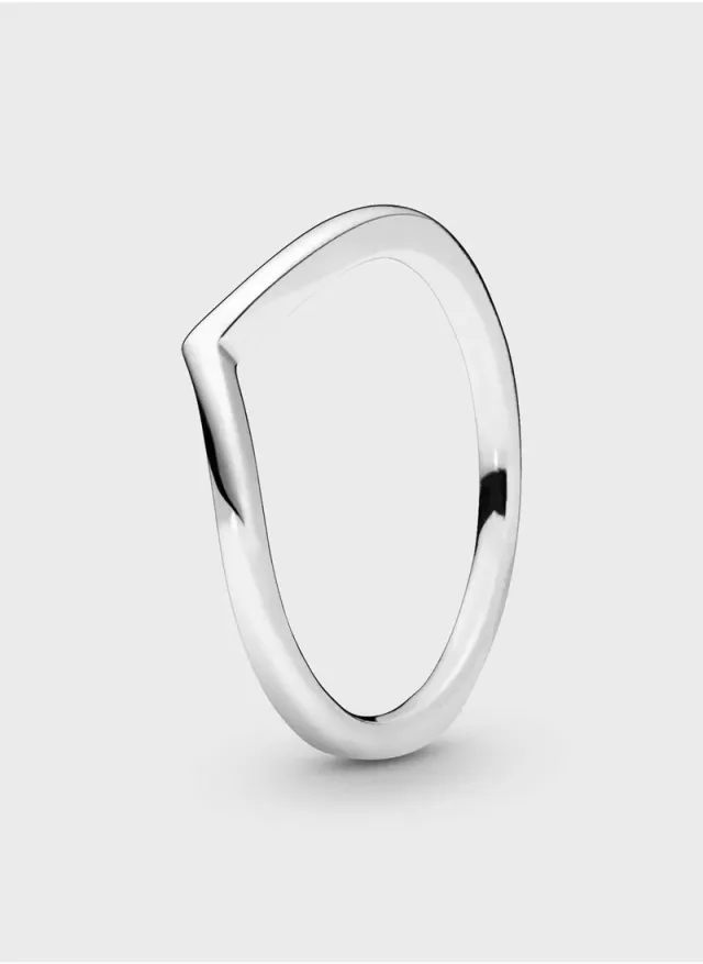 Polished Wishbone Ring Silver