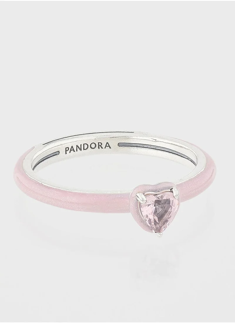 Sterling Silver Heart Ring Pink